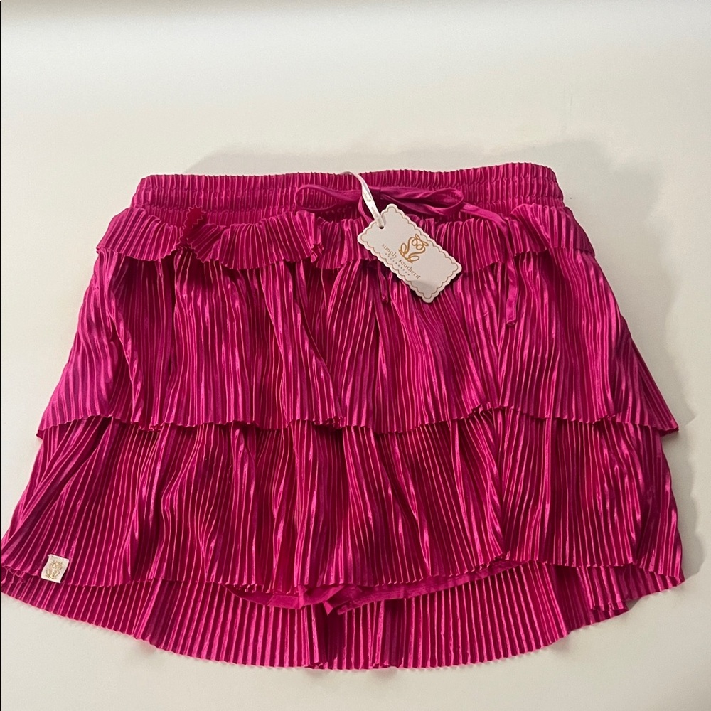 NWT Simply Southern Fuchsia Pleated Mini Skirt/skort Small